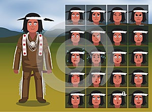 Native American Ojibwe Chippewa Cartoon Emotion faces Vector Illustration photo