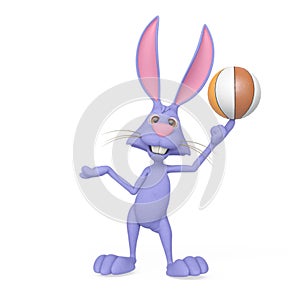 rabbit cartoon is holding a basketball