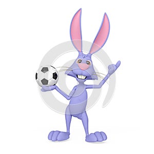 rabbit cartoon is holding a soccer ball