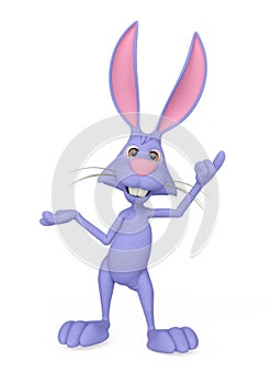 rabbit cartoon is standing up and talking