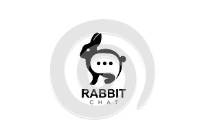 Rabbit chat logo design template