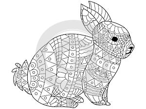 Rabbit Coloring vector for adults