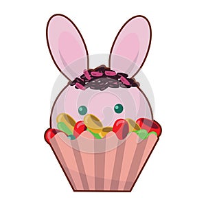 rabbit cupcake. Vector illustration decorative design
