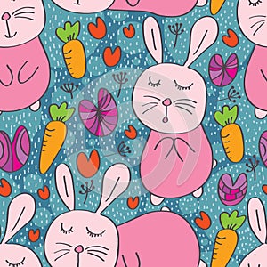 Rabbit cute seamless pattern