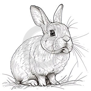 rabbit drawing Coloring book page