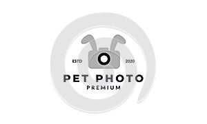 Rabbit ear with camera or photography logo design