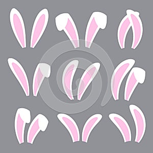 Rabbit ears headband set. Easter bunny ears isolated on background