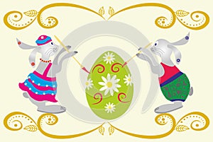 Rabbit and easter eggs