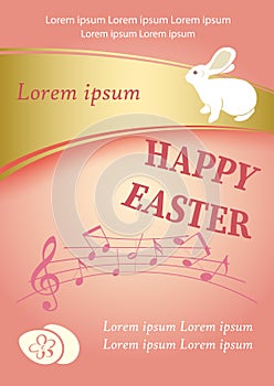 rabbit and eggs - abstract music vector background Happy Easter