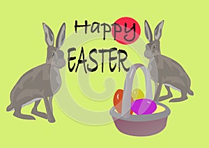 rabbit and eggs, happy ester