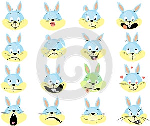 Rabbit Emoticon - Simple Fat Design Vector Illustration