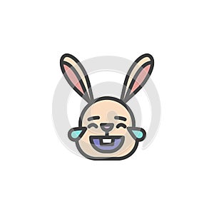 Rabbit Face with Tears of Joy emoticon filled outline icon