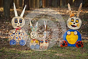 Rabbit figures in the forest