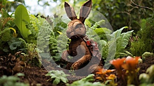 Rabbit In The Garden Statue: A Junglepunk Tribute To Joel Robison And Lucian Freud