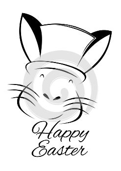 Rabbit on Happy Easter Card.