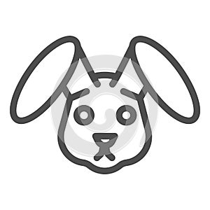 Rabbit head line icon. Easter bunny, cute animal face simple silhouette. Animals vector design concept, outline style