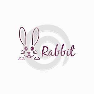 Rabbit head Logo. Cute cartoon bunny vector illustration