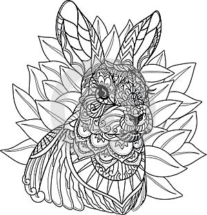 RABBIT HEAD - Zentangle Series by Nobestudio