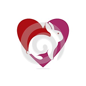 Rabbit heart shape concept vector logo design.