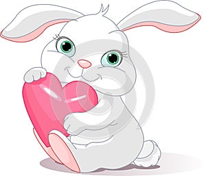 Rabbit holds love heart