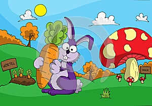 Rabbit and the huge carrot