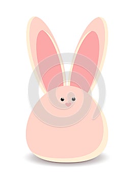 Rabbit icon. Sweet pink easter bunny sitting waiting for Easter. Vector illustration in simple flat style