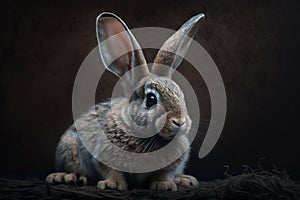 Rabbit illuminated by natural light to accentuate its features, Generative Ai