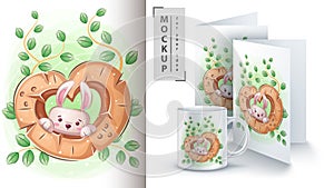 Rabbit illustration - poster and merchandising.