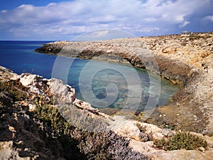 Rabbit island on Lampedusa, Sicily. photo