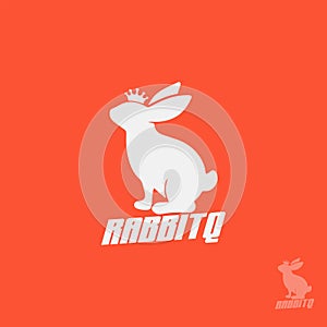 Rabbit King Logo Design Template Icon Retro Vector Illustration, Rabbit with crown