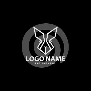 rabbit line geometric template logo design