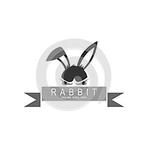 Rabbit logo with Animal design vector, black logos