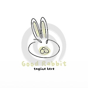 Rabbit logo design concept. Lined rabbit logo template