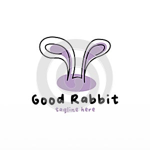 Rabbit logo design concept. Lined rabbit logo template