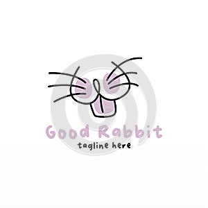 Rabbit logo design concept. Lined rabbit logo template