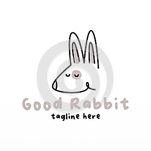 Rabbit logo design concept. Lined rabbit logo template