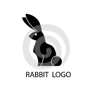Rabbit logo template. Bunny symbol. Sitting hare silhouette. Vector illustration.