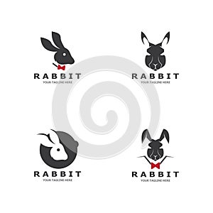 Rabbit logo vector art template illustration