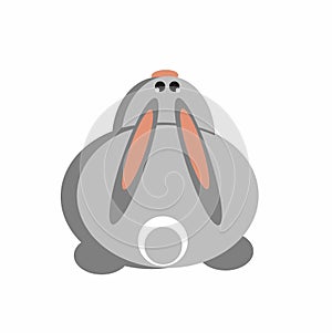 Rabbit looks thoughtfully into the sky 2D illustration isolated on white .