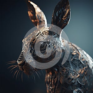 An Rabbit made of Metal. Generative Ai