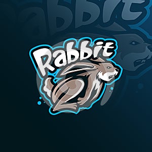 Rabbit mascot logo design vector with modern illustration concept style for badge, emblem and t shirt printing. speed rabbit