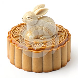 Rabbit mooncake 3D icon isolated on white background