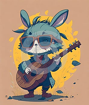 Rabbit Musician Guitarist Character Concept 1