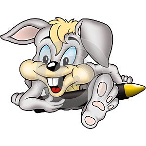 Rabbit painter with wax-crayon