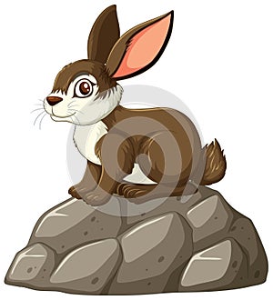 A rabbit perched on stones