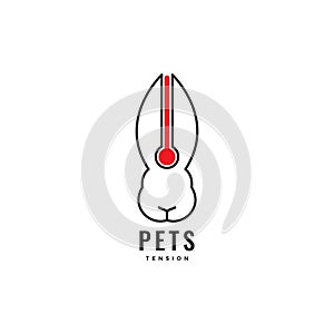 Rabbit pets temperature health logo design vector