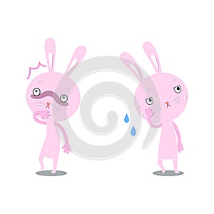 Rabbit pink Scared and Lie