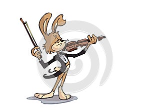 Rabbit playing violin