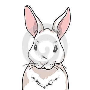 Rabbit portrait isolated. Hand drawn style design illustrations