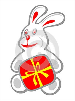 Rabbit and red gift box